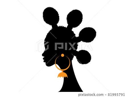Afro hairstyles, Woman hair bun styles for curly hair, beauty Curly Puff for Extension fashion hair, vector isolated on white background  81993791