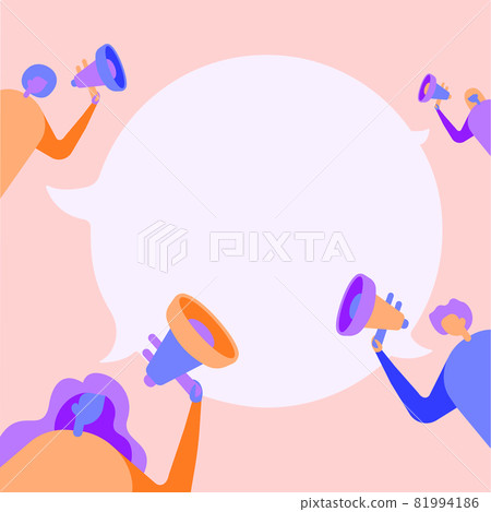 Group Of People Drawing Holding Their Megaphones Talking And Sharing Idea With Each Other To Chat Cloud. Mob Line Drawing Making New Announcement At One Another. Group Of People Drawing Holding Their Megaphones Talking And Sharing Idea With Each Other To Chat Cloud. Mob Line Drawing Making New Announcement At One Another. 81994186