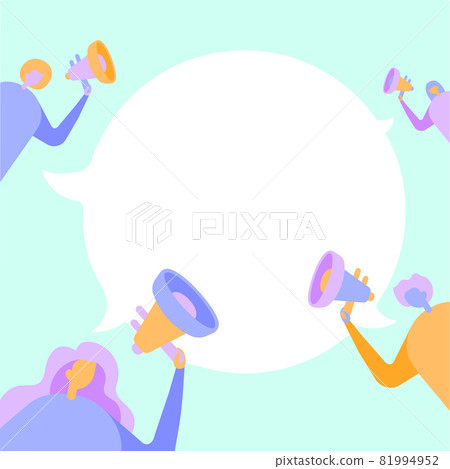 Group Of People Drawing Holding Their Megaphones Talking And Sharing Idea With Each Other To Chat Cloud. Mob Line Drawing Making New Announcement At One Another. Group Of People Drawing Holding Their Megaphones Talking And Sharing Idea With Each Other To Chat Cloud. Mob Line Drawing Making New Announcement At One Another. 81994952