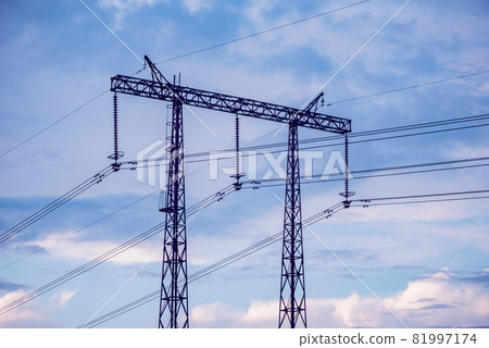 High-voltage tower on the sky background. High-voltage tower on the sky background. 81997174