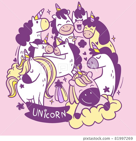 cute magic collection with unicorn, rainbow, fairy wings 81997269