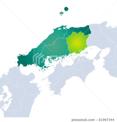 Okayama Prefecture Map and Chugoku Region 81997344