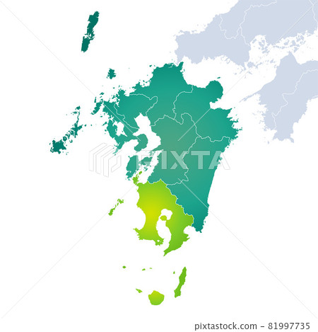 Kagoshima prefecture map and Kyushu district 81997735