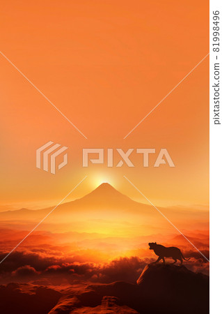 富士山日出和老虎 81998496