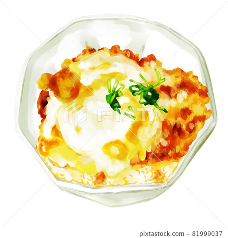 Hand-painted watercolor katsudon illustration set 81999037