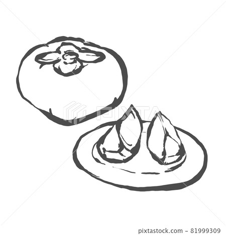 柿子的手繪毛筆繪畫風格插畫 柿子的手繪毛筆繪畫風格插畫 81999309