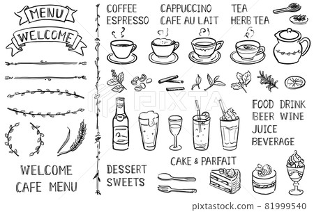 咖啡廳菜單插畫素材線描手繪 81999540
