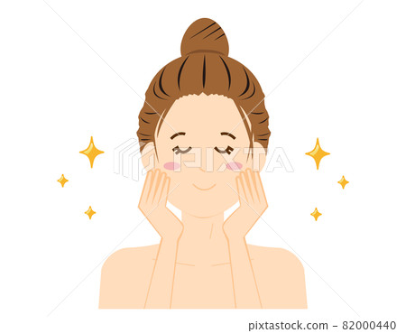 一個女人在做皮膚護理的矢量圖 82000440