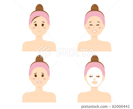 一個女人在做皮膚護理的矢量圖 82000441