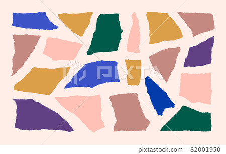 Collage Paper Shape Set in Contemporary Style. Vector Abstract torn Colourful Paper isolated on a pink background Collage Paper Shape Set in Contemporary Style. Vector Abstract torn Colourful Paper isolated on a pink background 82001950