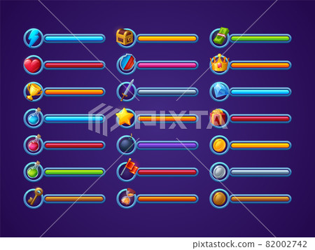 Game progress bars vector set ui cartoon interface 82002742
