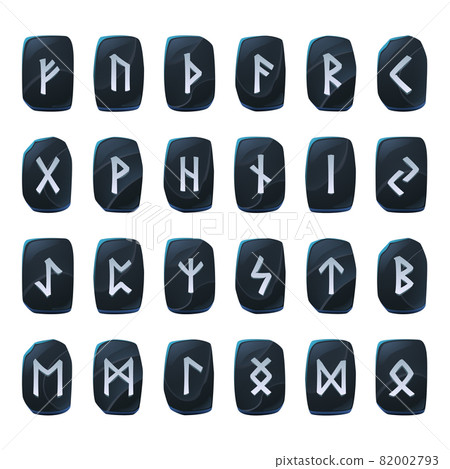Set of onyx game runes, nordic ancient alphabet Set of onyx game runes, nordic ancient alphabet 82002793
