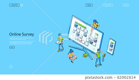 Vector landing page of online survey service 82002814