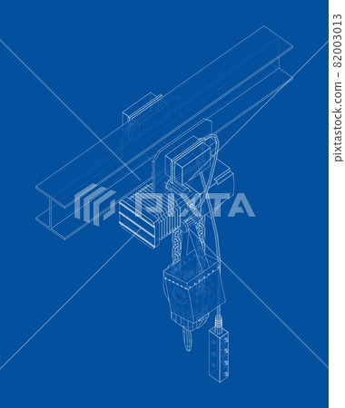 Winch or lifting machine concept outline. Vector 82003013