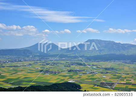 Aso caldera and Aso Godake from Daikanbo Aso Godake reclining Buddha statue Aso caldera scenery 82003533
