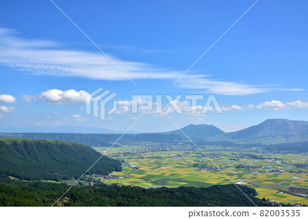 Aso caldera and Aso Godake from Daikanbo Aso Godake reclining Buddha statue Aso caldera scenery 82003535