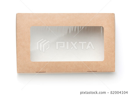 Top view of empty paper box with transparent window Top view of empty paper box with transparent window 82004104