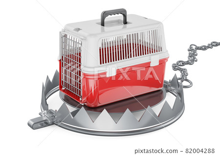Bear Trap with pet travel plastic cage, 3D rendering 82004288