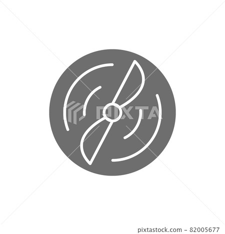 Propeller of airplane, plane blade, fan, turbines, engine power grey icon. 82005677
