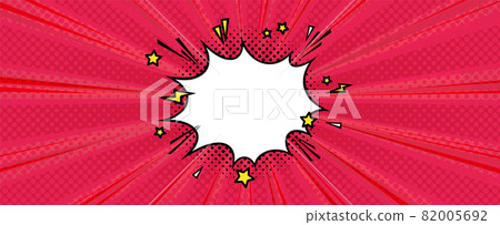 Surprising boom cloud with stars and lightnings in halftone background for sales and promotions. Banner template for surprises and bursting events. Vector illustration Surprising boom cloud with stars and lightnings in halftone background for sales and promotions. Banner template for surprises and bursting events. Vector illustration 82005692