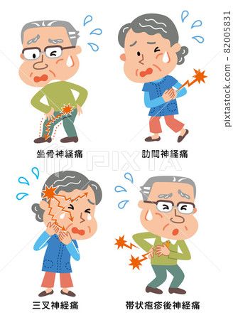 神經痛 各種老年插畫 神經痛 各種老年插畫 82005831