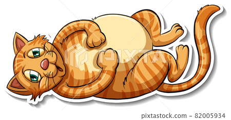 A sticker template of cat cartoon character 82005934