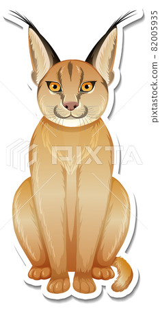 A sticker template of caracal cartoon character 82005935