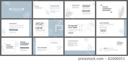 Presentation and slide layout background. Design blue pastel leaves template. Use for business keynote, presentation, slide, marketing, leaflet, advertising, template, modern style. 82006051