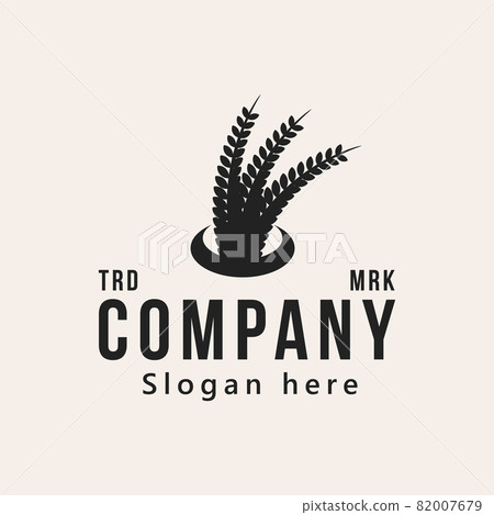 simple wheat / grain vector icon logo design 82007679