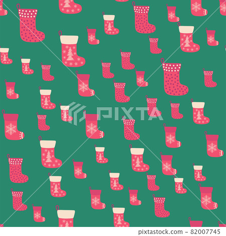 Christmas background with red stockings, wrapping paper and background image. Christmas stockings seamless pattern. Christmas background with red stockings, wrapping paper and background image. Christmas stockings seamless pattern. 82007745