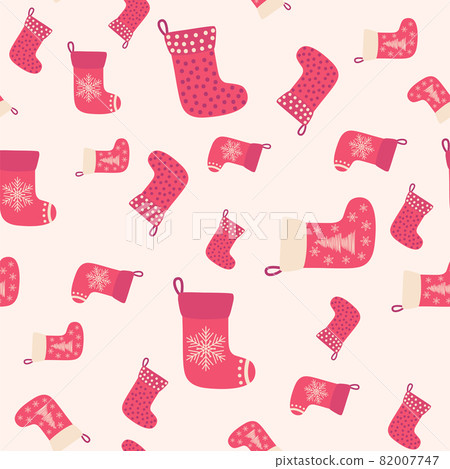 Christmas background with red stockings, wrapping paper and background image. Christmas stockings seamless pattern. Christmas background with red stockings, wrapping paper and background image. Christmas stockings seamless pattern. 82007747