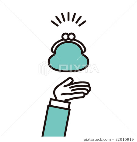Simple hand illustration material with the palm facing up, wallet, savings, savings 82010919