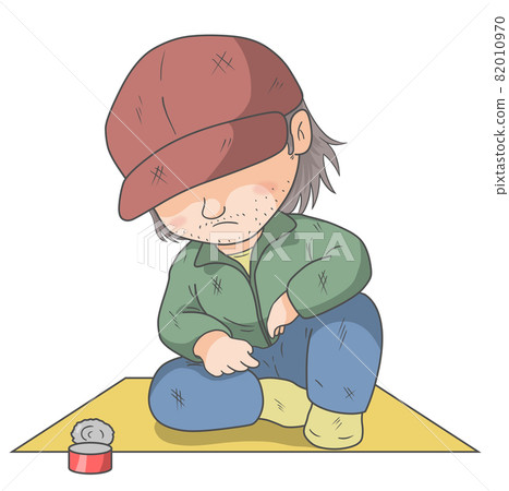 A homeless man who wants an empty can to be blessed with money 82010970