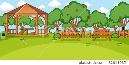 Horizontal scene with pavillion in the park Horizontal scene with pavillion in the park 82011085