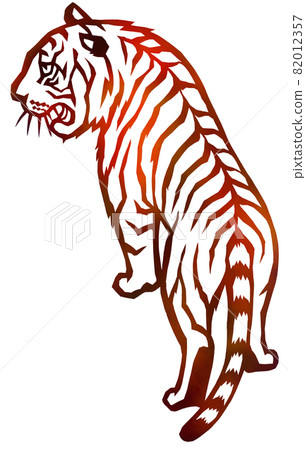 剪紙老虎背影紅 82012357