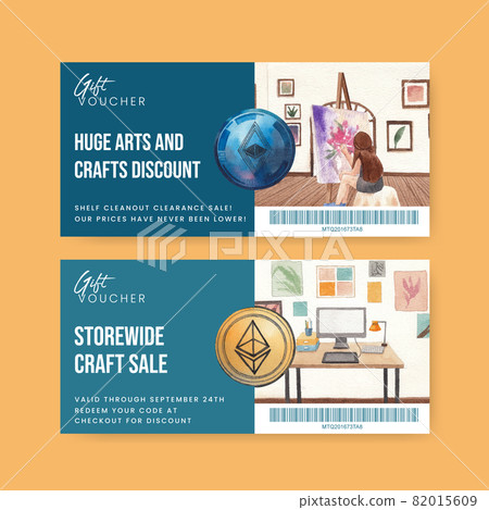 Voucher template with international artists day concept,watercolor style Voucher template with international artists day concept,watercolor style 82015609
