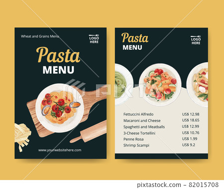 Menu template with pasta cancept,watercolor style 82015708