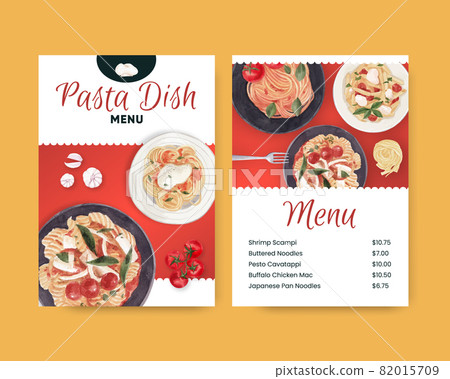 Menu template with pasta cancept,watercolor style - Stock Illustration ...