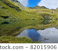 mountain and sky reflection on steel lake balea water 82015906