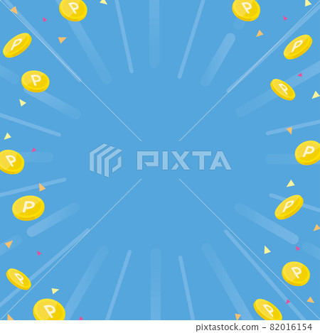 Cute background of point coins Blue square 82016154