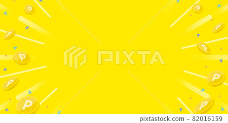 Cute background of point coins Yellow landscape (size ratio 2: 1) 82016159