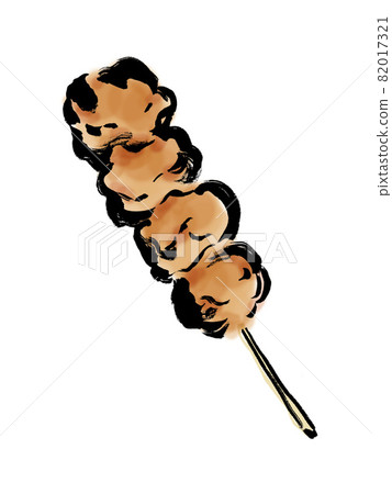 一根桃子串的手繪畫筆插圖 82017321