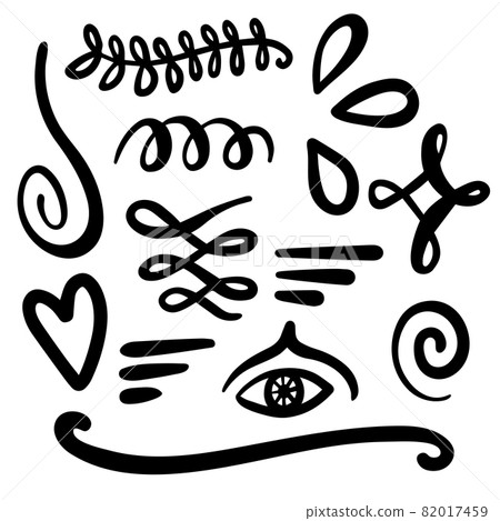 Arrows, Swirls, swoosh, and heart elements for greeting card design 82017459