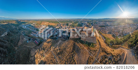 Drone image of the castle in the northern Spanish town of Monzon Drone image of the castle in the northern Spanish town of Monzon 82018206