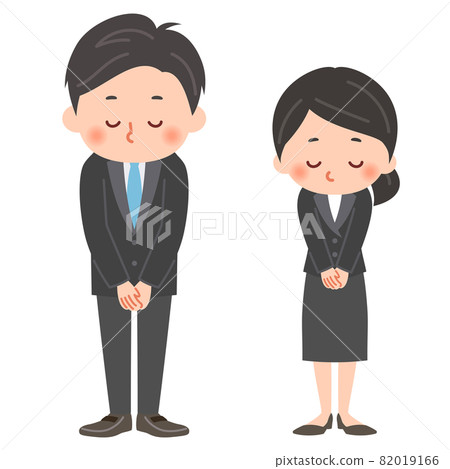 穿著低頭西裝的男女全身圖 穿著低頭西裝的男女全身圖 82019166