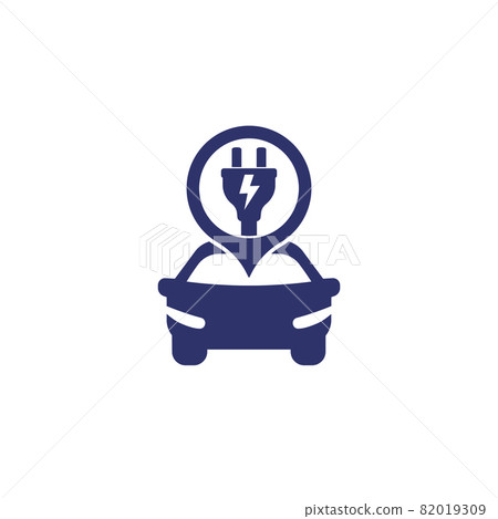 electric car and plug icon on white electric car and plug icon on white 82019309