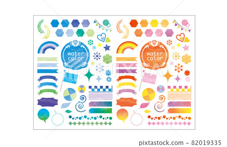 Watercolor texture frame material set 82019335