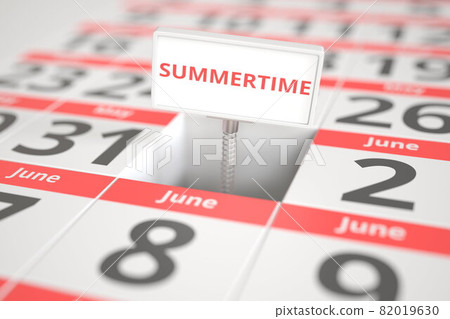 SUMMERTIME sign in a calendar, 3d rendering 82019630