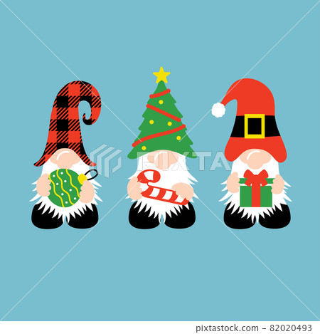 Christmas Gnomes with candy cane, gifts, ornament 82020493