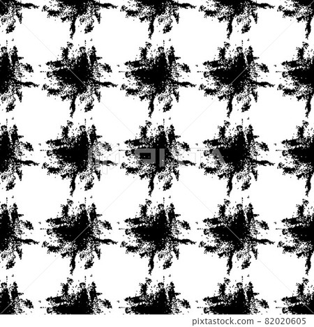Vector Square Brush Seamless Pattern Plaid Grange Minimalist Check Geometric Design in Black Color. Modern Grung Collage Background for kids fabric and textile 82020605